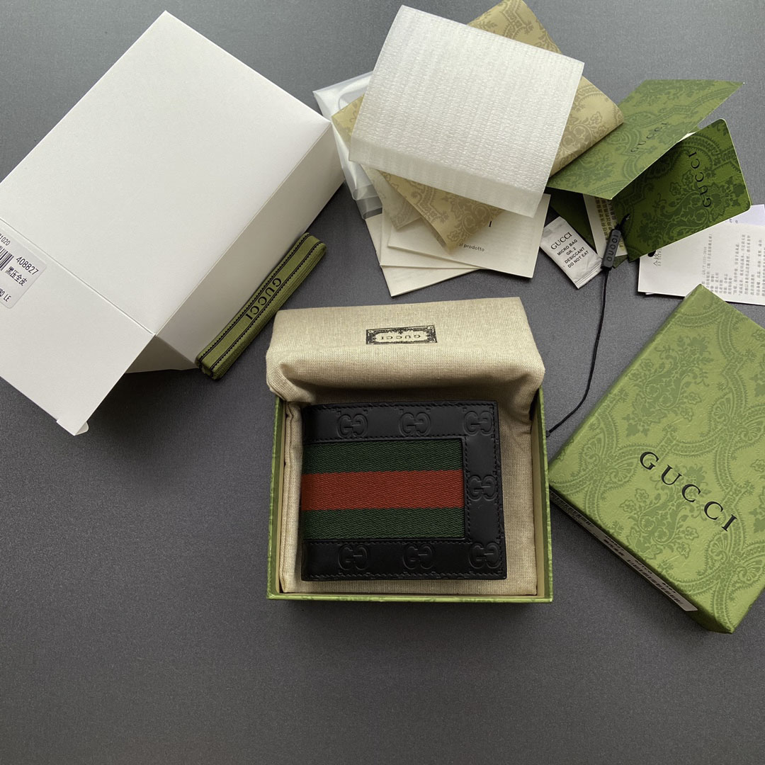 Ví Nam Ngắn Gucci Signature Web Black