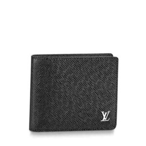 Ví Ngắn Louis Vuitton Da Taiga Logo Nổi Màu Đen