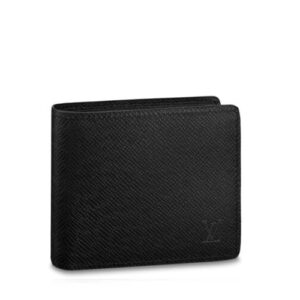 Ví Ngắn Louis Vuitton Slender Wallet Logo Chìm Da Taiga Đen