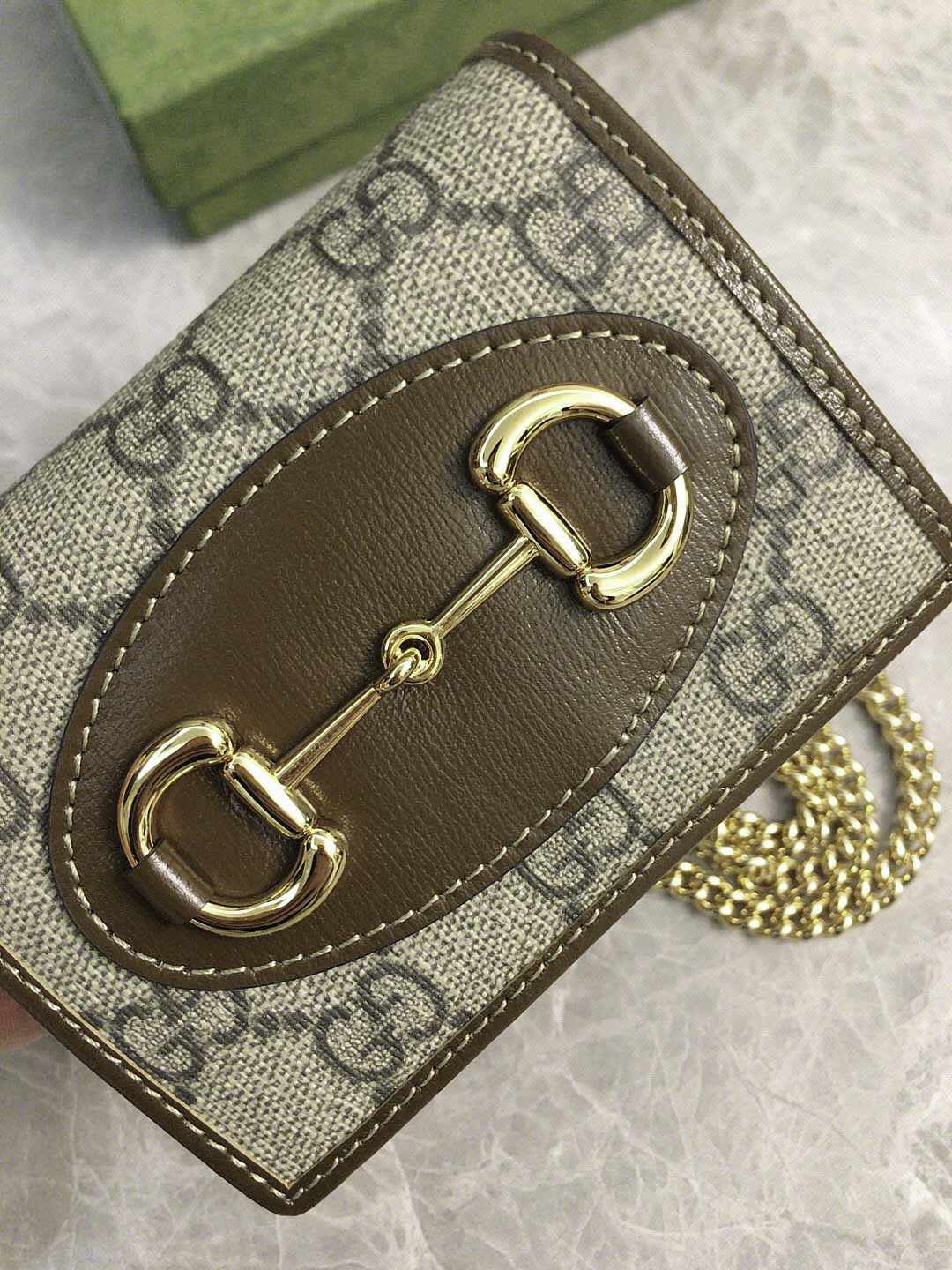 Ví Nữ Gucci Horsebit Gập Họa Tiết Monogram