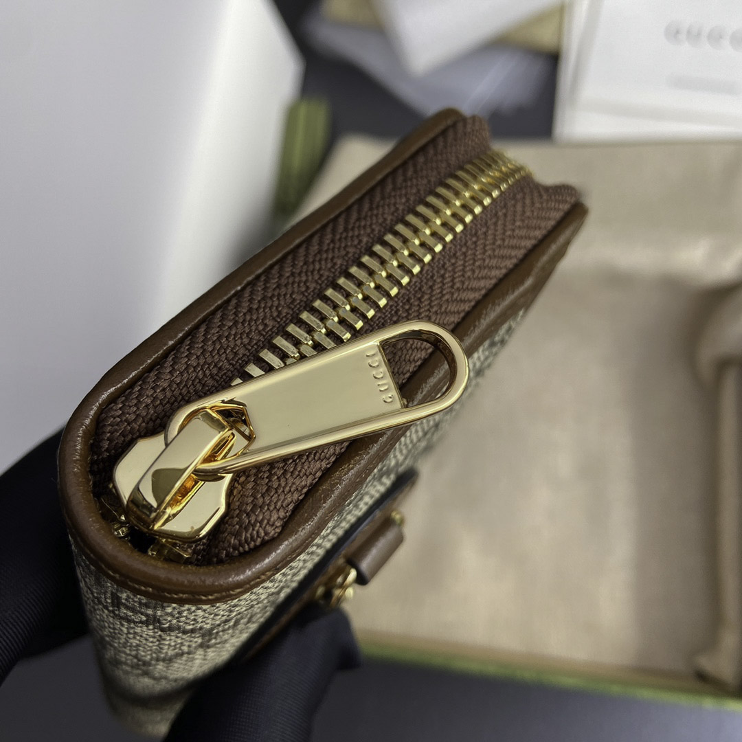 Ví Nữ Ngắn Gucci Horsebit 1955 Zip Around Hoạ Tiết Monogram