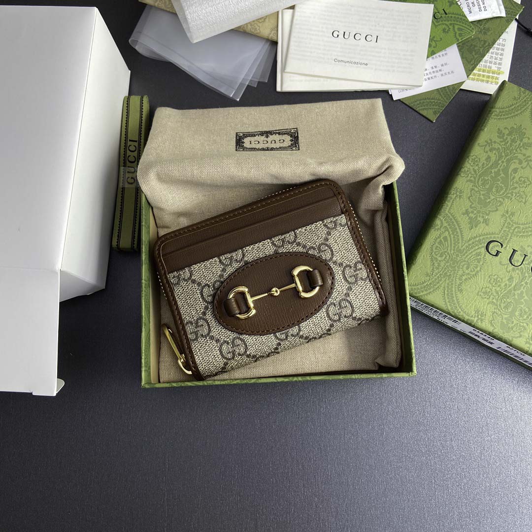 Ví Nữ Ngắn Gucci Horsebit 1955 Zip Around Hoạ Tiết Monogram