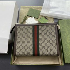 Clutch Gucci GG Supreme Cầm Tay Họa Tiết Monogram Màu Nâu