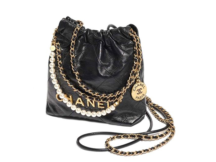 Túi Chanel 22 Mini Pearl Handbag Shiny Crumpled Calfskin & Gold-Tone Metal Black