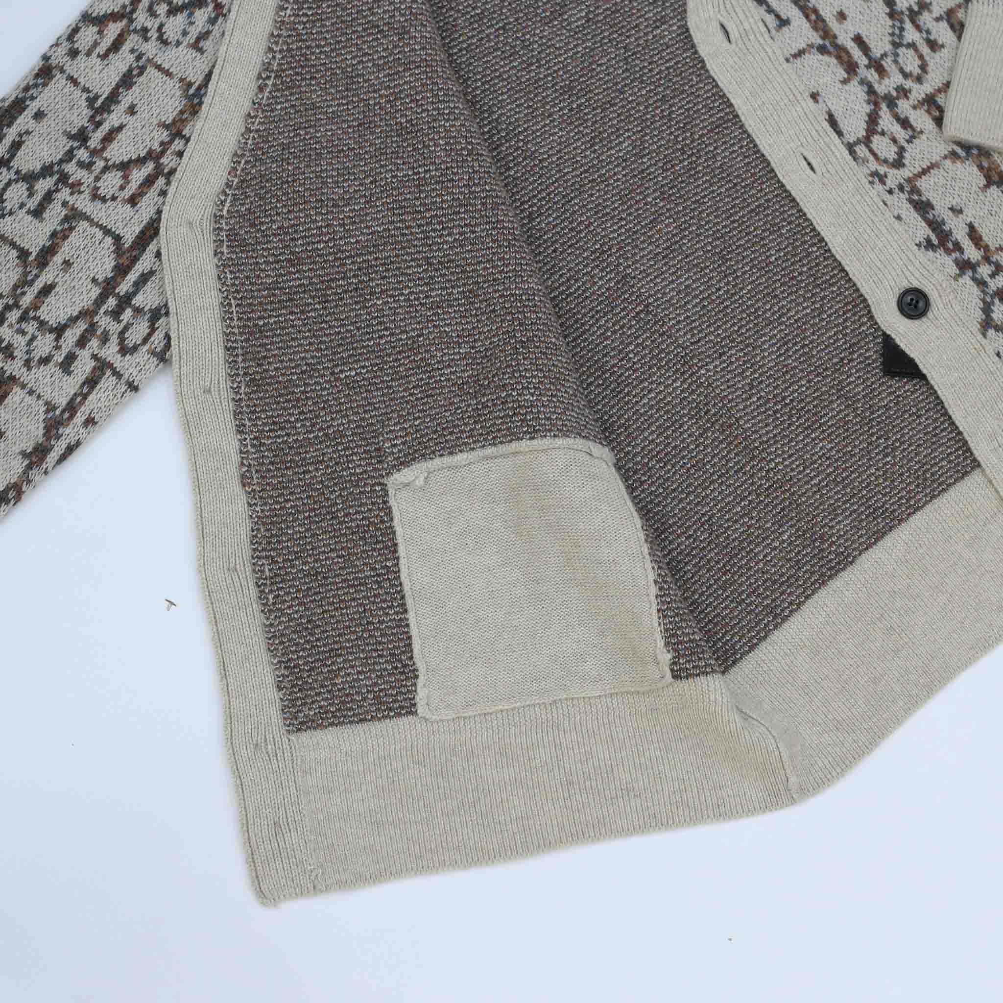 Áo Cardigan Dior Oblique Sweater Beige And Brown Wool Jacquard