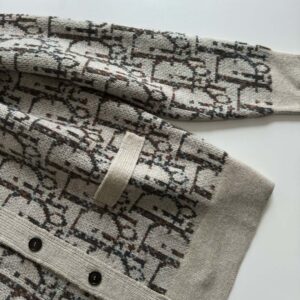 Áo Cardigan Dior Oblique Sweater Beige And Brown Wool Jacquard