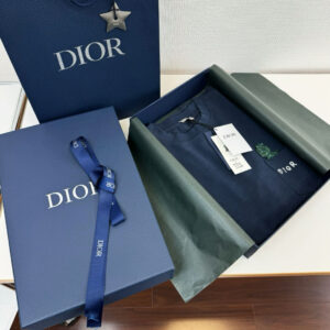 Áo Dior And Otani Workshop Relaxed-fit T-shirt Navy Blue Slub Cotton Jersey