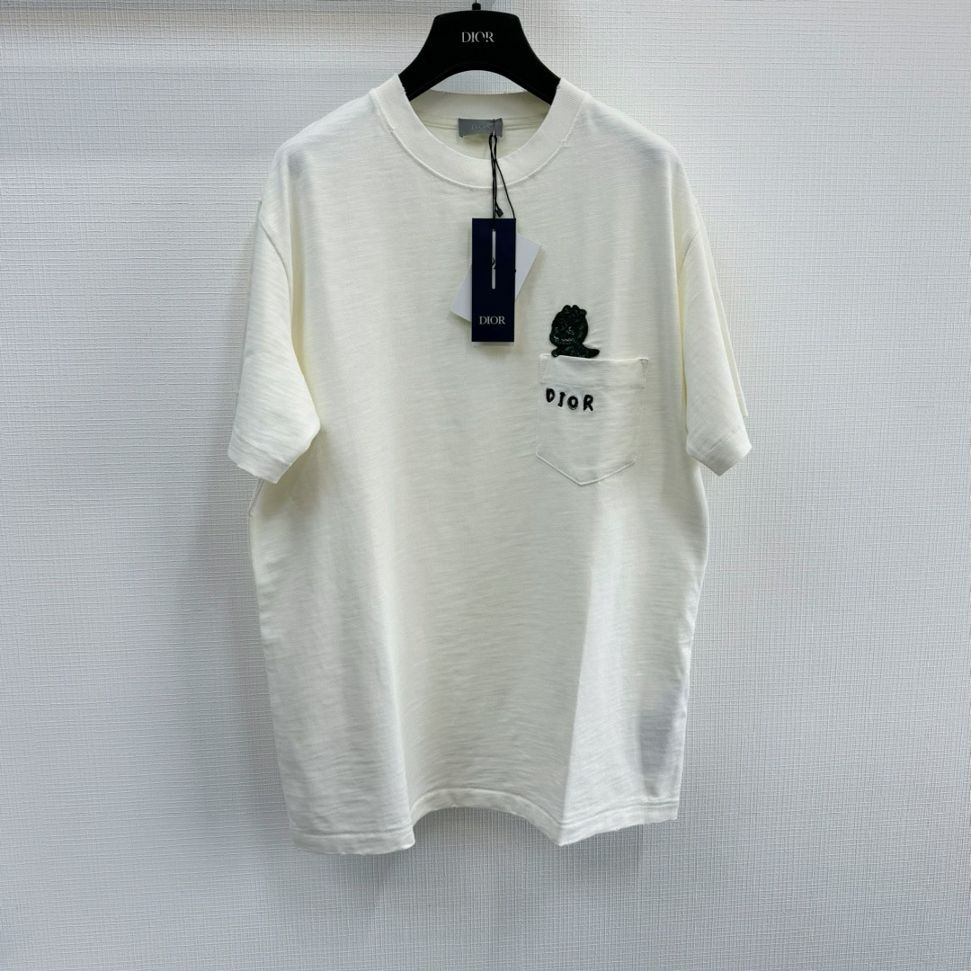 Áo Dior And Otani Workshop Relaxed-fit T-shirt White Slub Cotton Jersey 