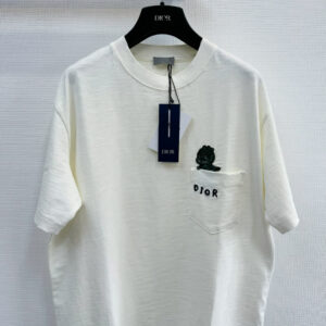 Áo Dior And Otani Workshop Relaxed-fit T-shirt White Slub Cotton Jersey