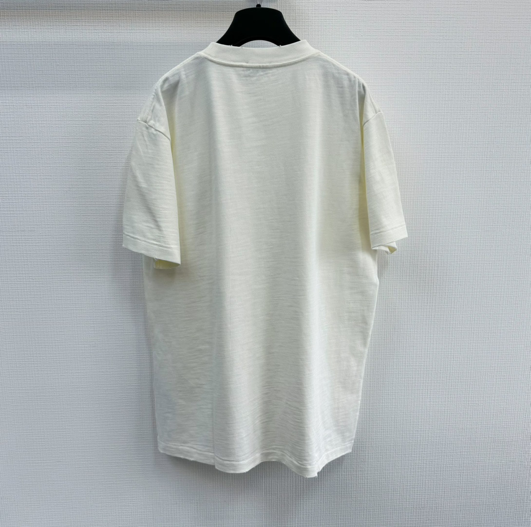 Áo Dior And Otani Workshop Relaxed-fit T-shirt White Slub Cotton Jersey 