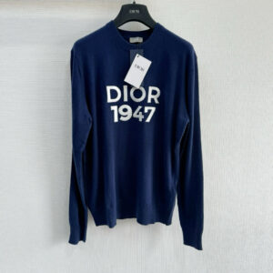 Áo Dior Round-Neck Sweater Navy Blue Wool and Cashmere Knit