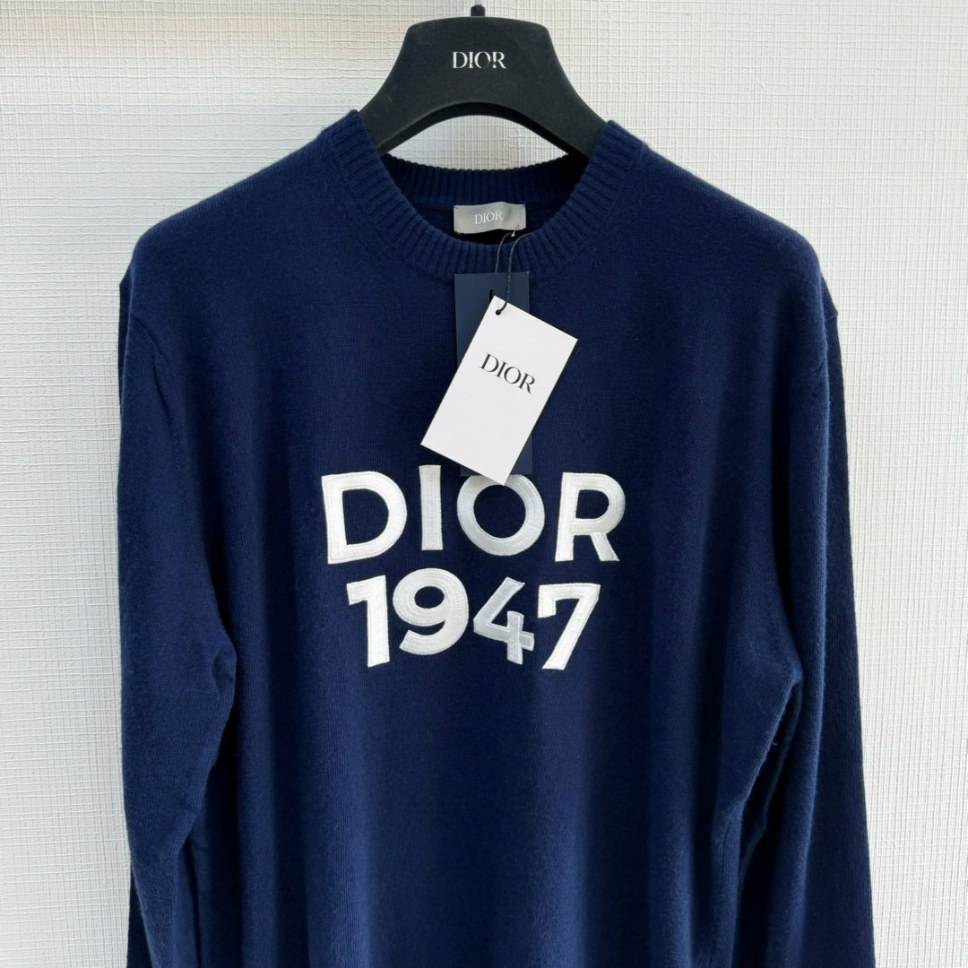 Áo Dior Round-Neck Sweater Navy Blue Wool and Cashmere Knit