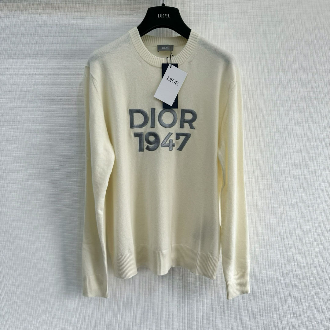 Áo Dior Round-Neck Sweater White Wool and Cashmere Knit