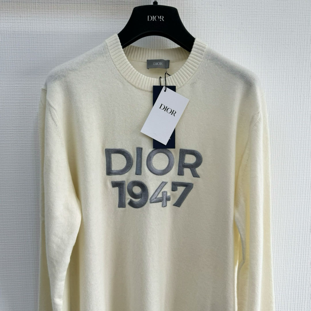 Áo Dior Round-Neck Sweater White Wool and Cashmere Knit