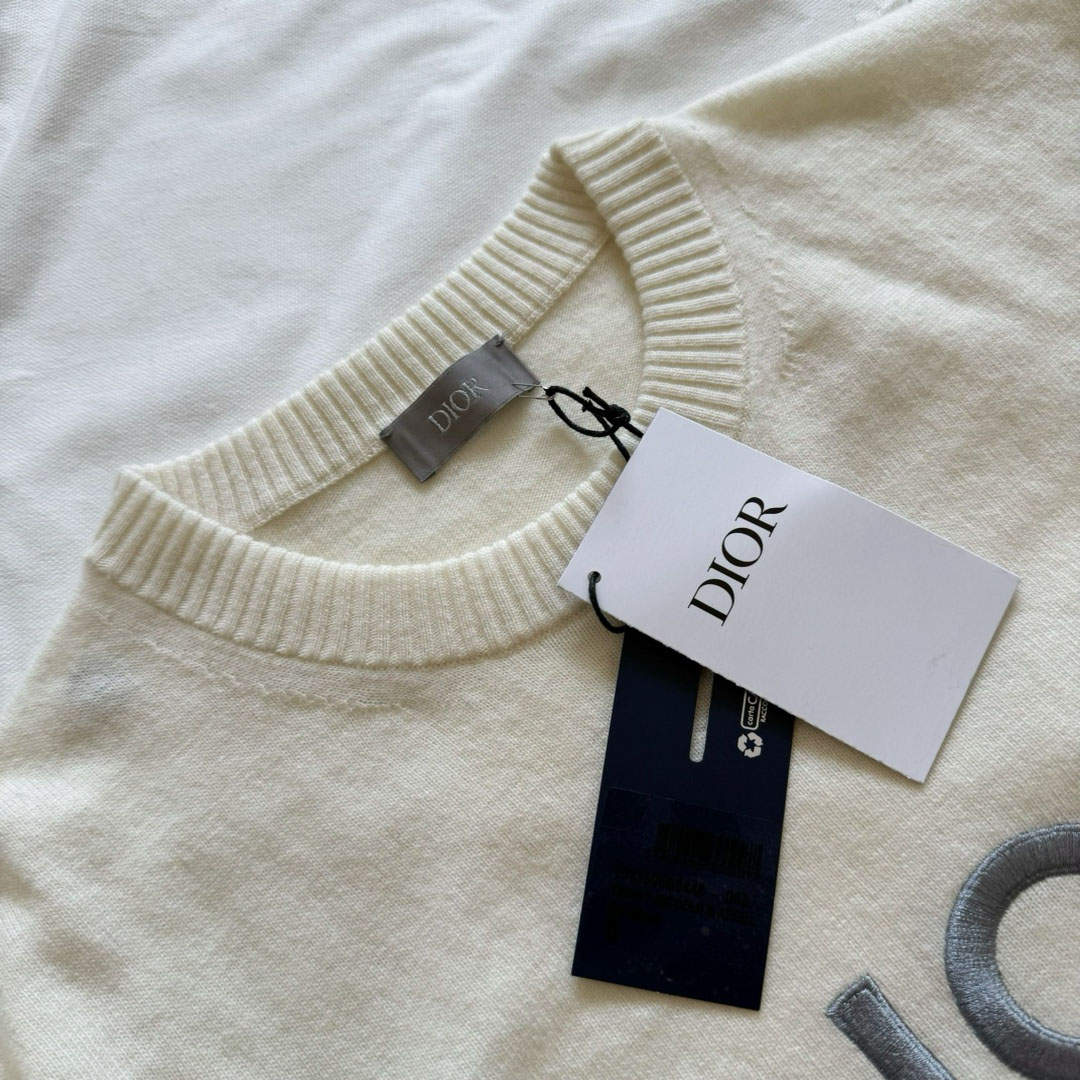 Áo Dior Round-Neck Sweater White Wool and Cashmere Knit