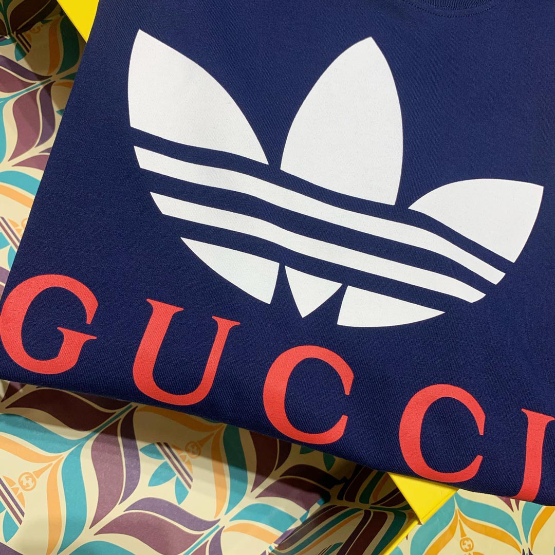 Áo Phông Gucci x Adidas Cotton Jersey Cobalt Blue