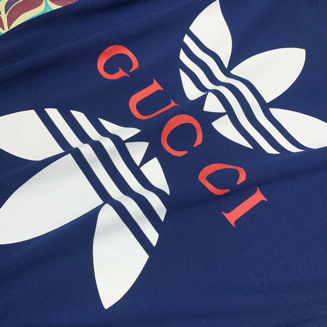 Áo Phông Gucci x Adidas Cotton Jersey Cobalt Blue