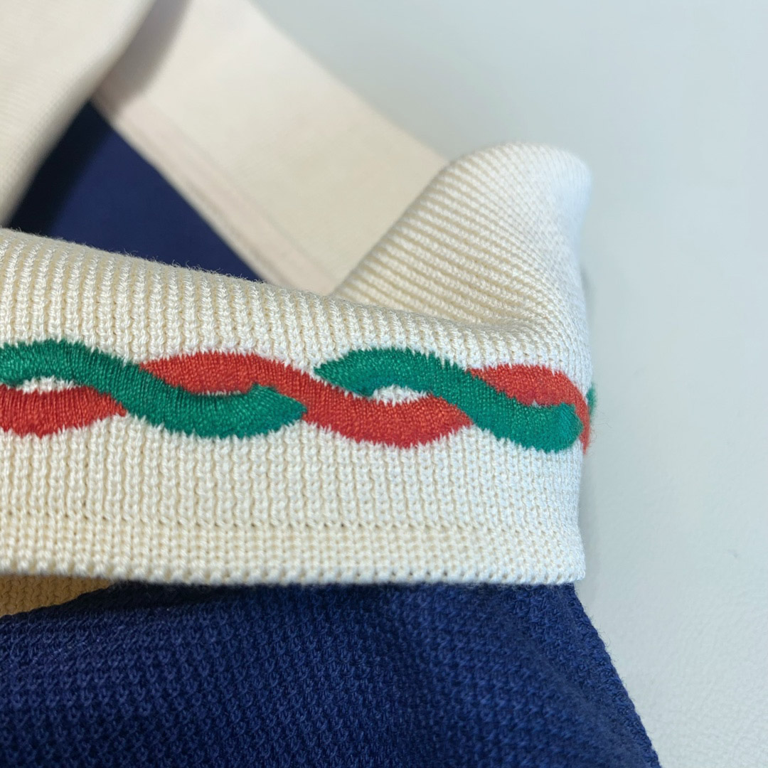 ao polo gucci blue logo embroidered cotton blend pique 5