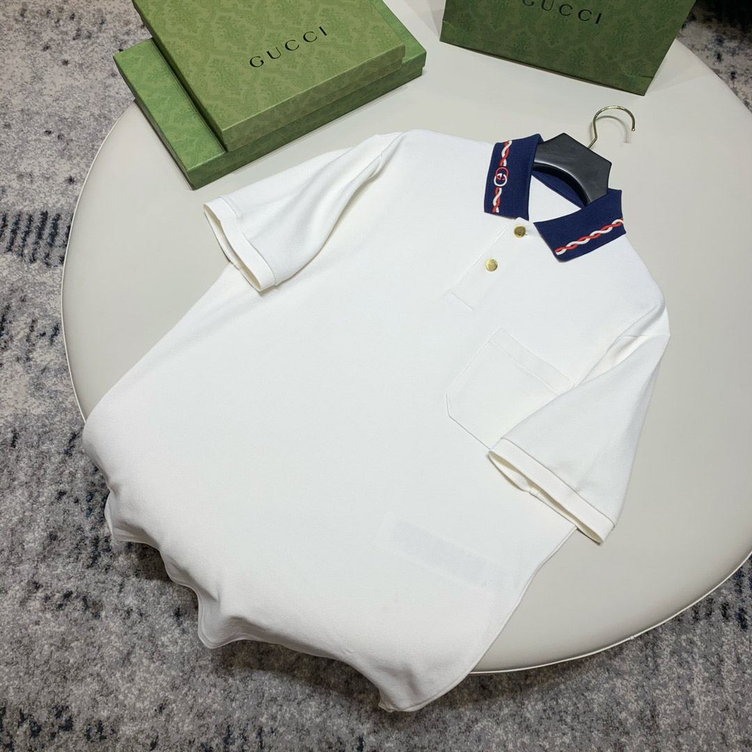 Áo Polo Gucci Contrast Collar White