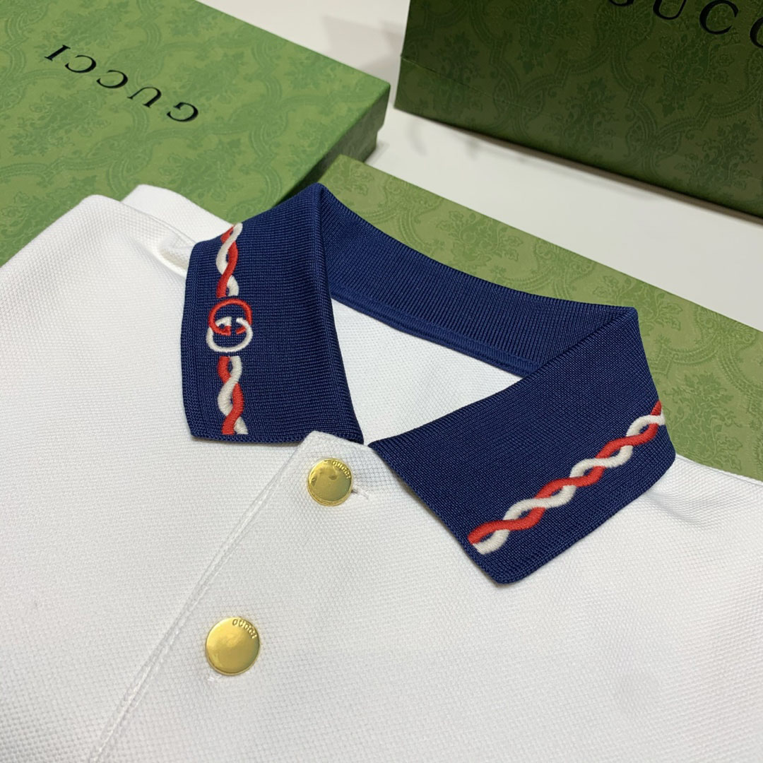 Áo Polo Gucci Contrast Collar White