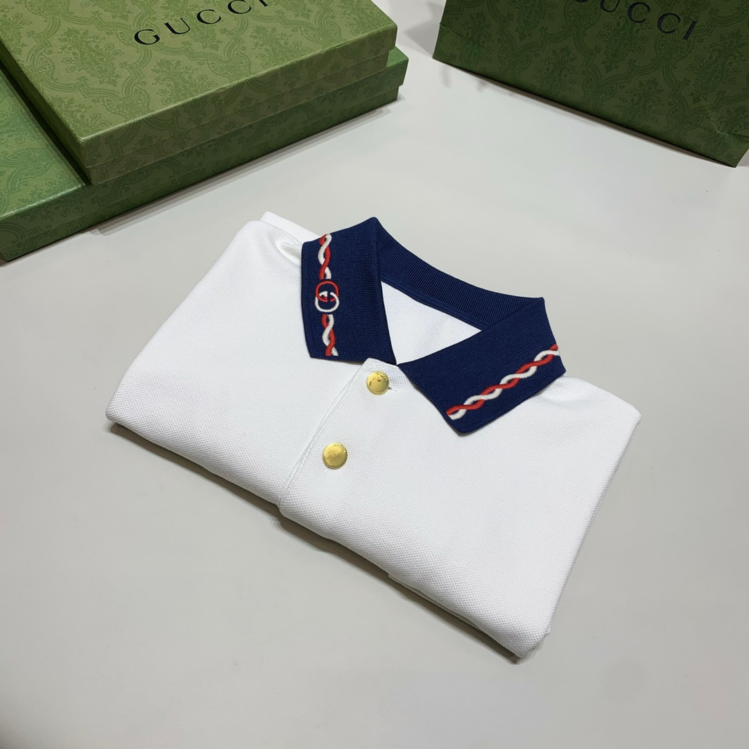 Áo Polo Gucci Contrast Collar White