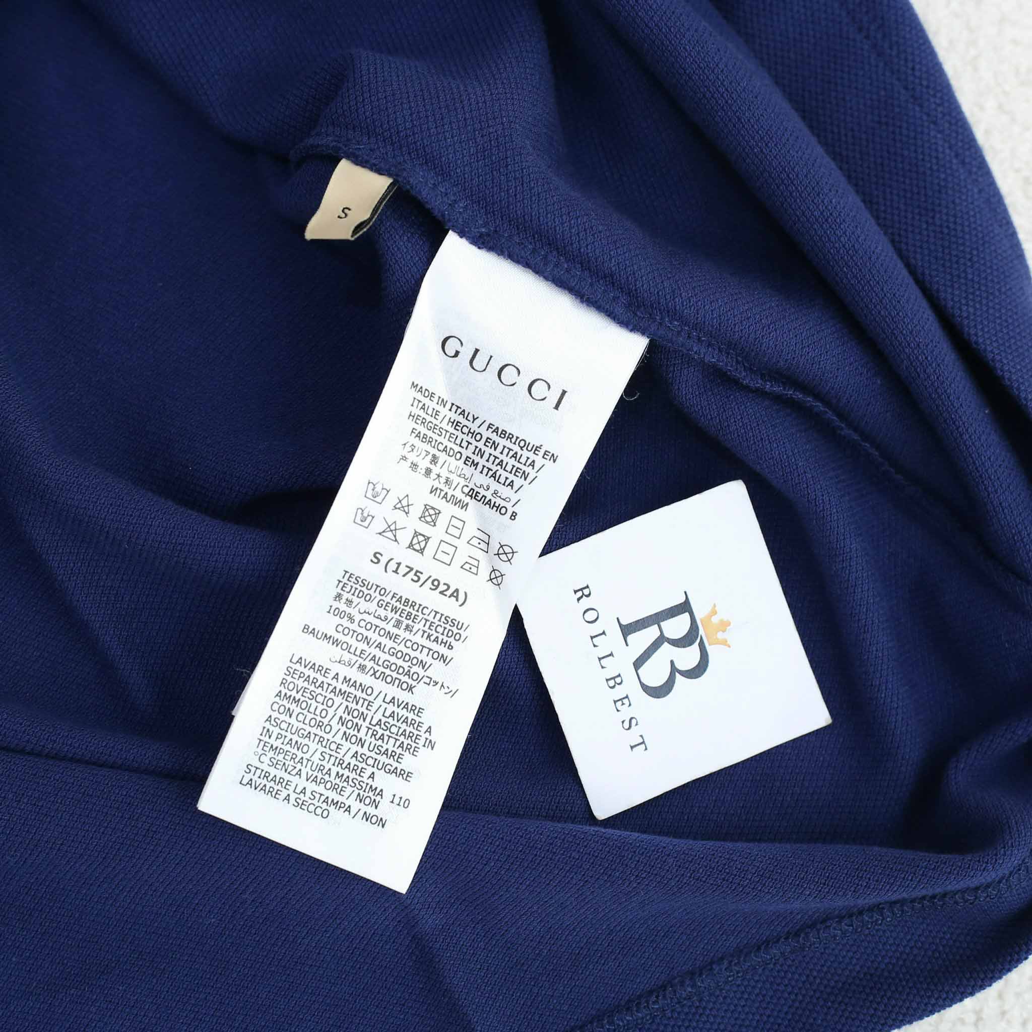 Áo Polo Gucci GC Cotton Piquet With Square GG Navy Blue