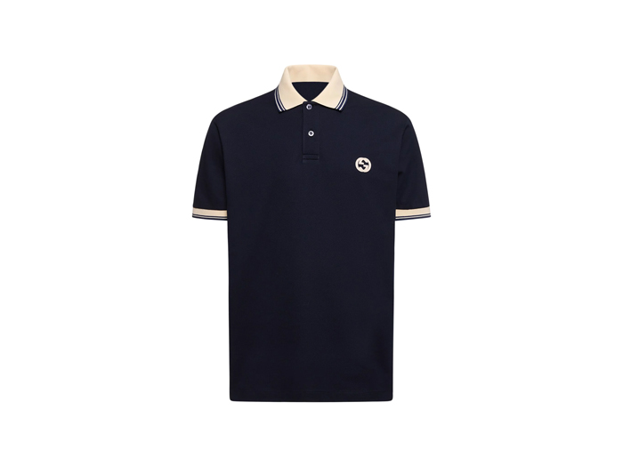 Áo Polo Gucci Stretch Cotton Piquet Navy Blue