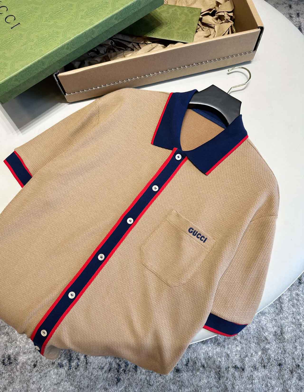 Áo Polo Gucci Wool And Cotton Beige