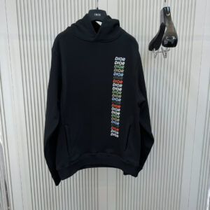 Áo Relaxed-Fit Hooded Sweatshirt Black Cotton Fleece