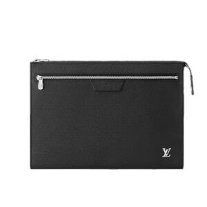 Clutch Louis Vuitton Pochette 24H Taiga cowhide leather Black