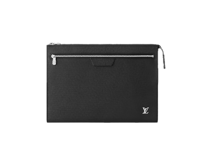 Clutch Louis Vuitton Pochette 24H Taiga cowhide leather Black