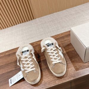 Giày Golden Goose 20mm Super Star Suede & Shearling Mules Best Quality