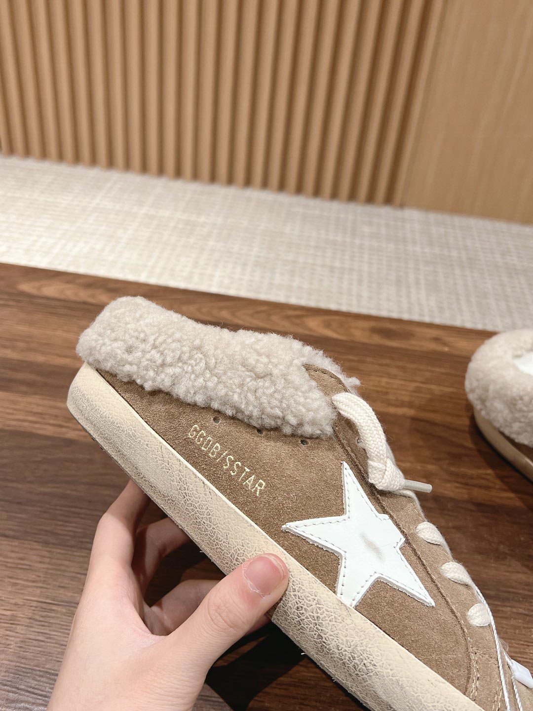 Giày Golden Goose 20mm Super Star Suede & Shearling Mules Best Quality