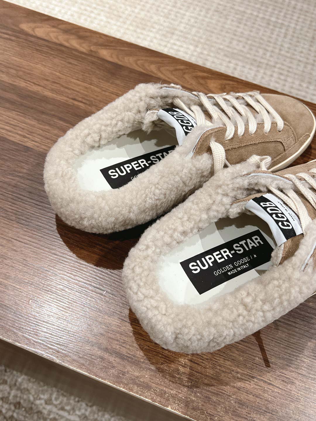 Giày Golden Goose 20mm Super Star Suede & Shearling Mules Best Quality