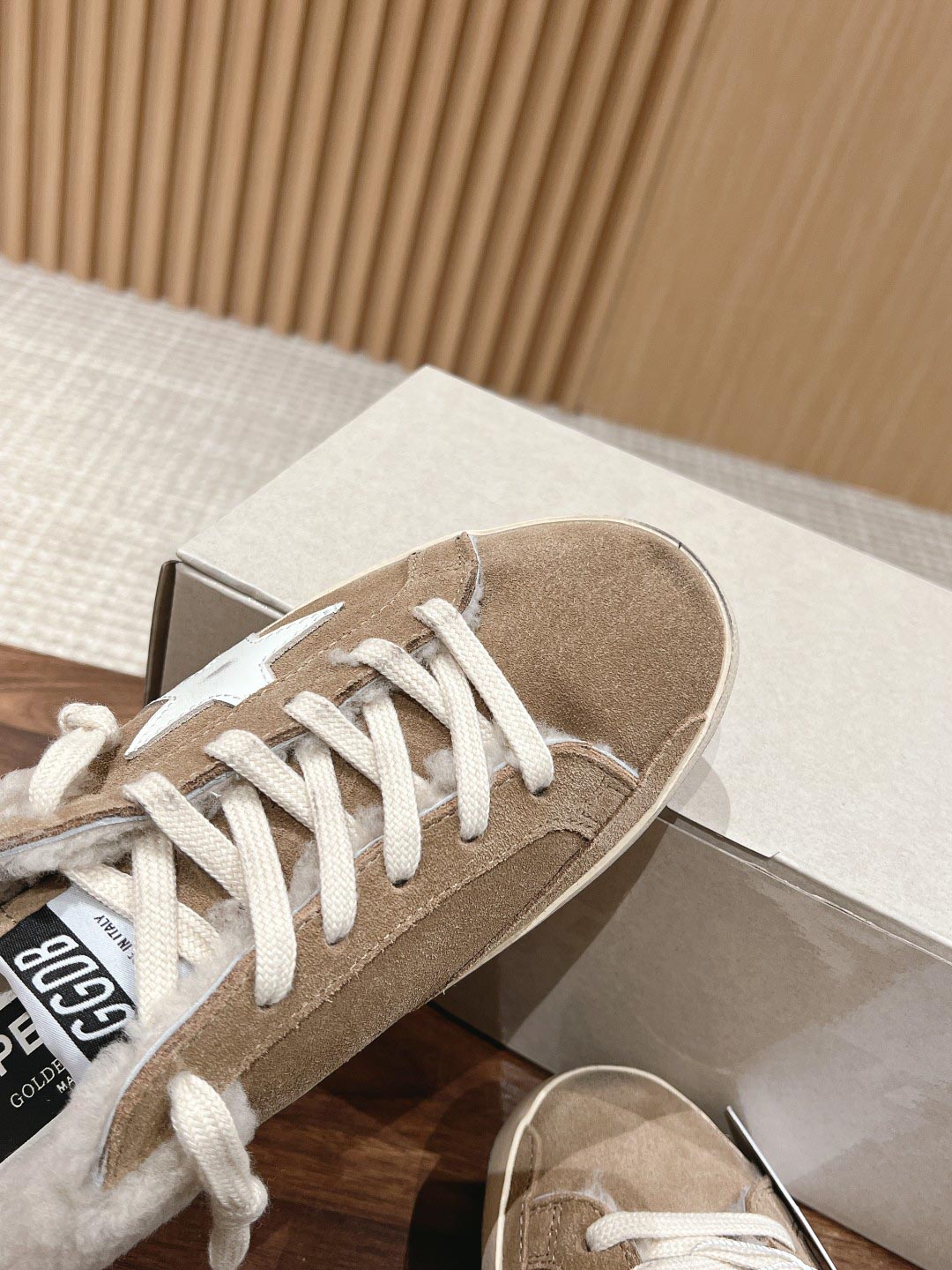 Giày Golden Goose 20mm Super Star Suede & Shearling Mules Best Quality