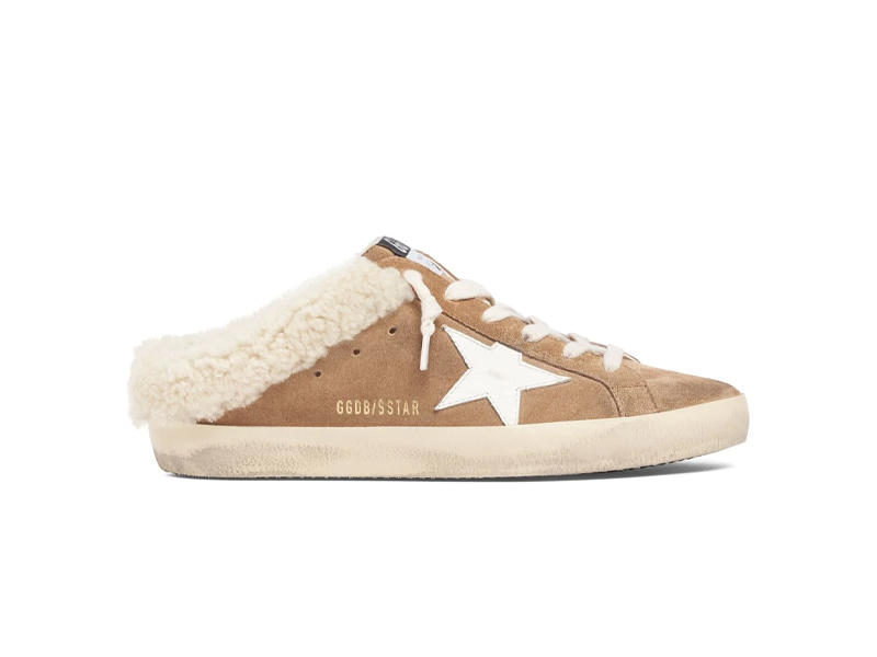 Giày Golden Goose 20mm Super Star Suede & Shearling Mules Best Quality