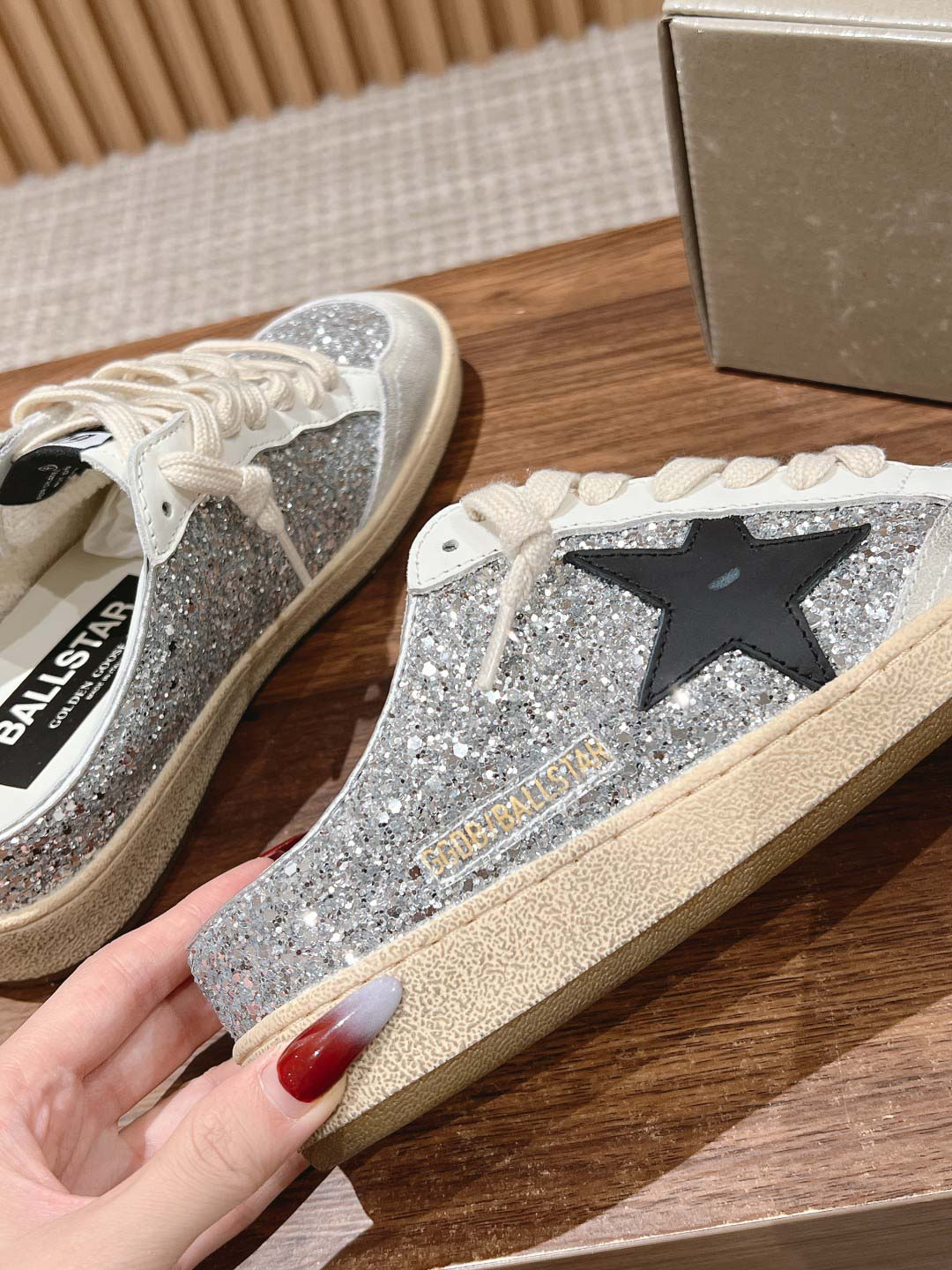 Giày Golden Goose Ball Star Slip on Glitter Detailing