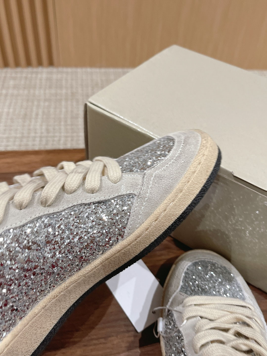 Giày Golden Goose Glitter Ball Star Sneakers Silver