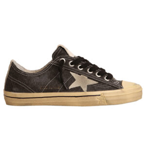 Giày Golden Goose V-Star LTD In Black Canvas With Ice-gray Star And Heel