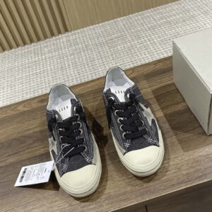 Giày Golden Goose V-Star LTD In Black Canvas With Ice-gray Star And Heel