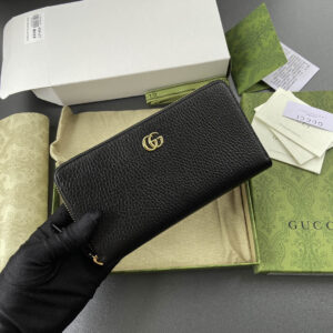 Gucci Leather Zip Around Wallet Black Leather