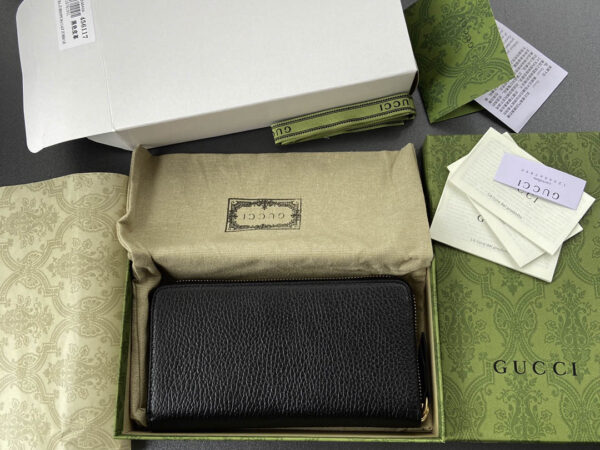 Gucci Leather Zip Around Wallet Black Leather