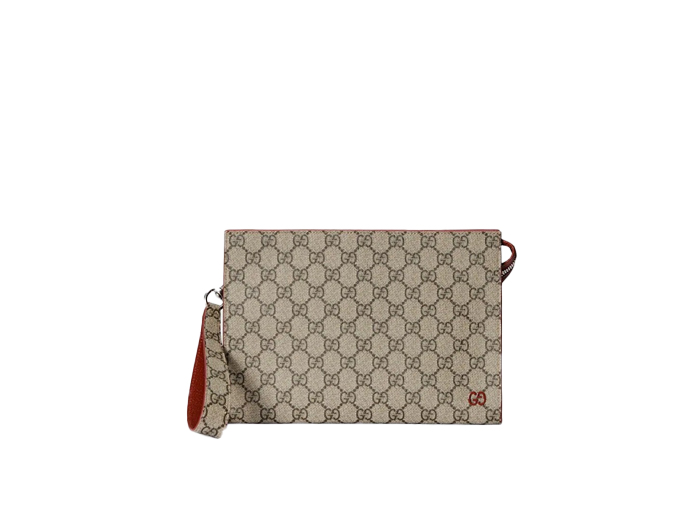 Clutch Gucci GG Supreme Pouch Đỏ Họa Tiết Monogram