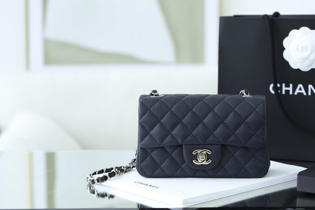 Túi Chanel 18B Gray Caviar Rectangular Mini Classic Flap Bag