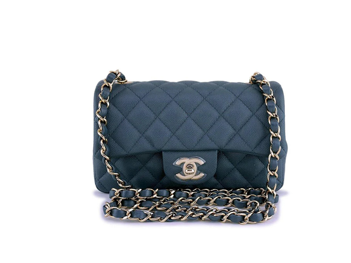 Túi Chanel 18B Gray Caviar Rectangular Mini Classic Flap Bag