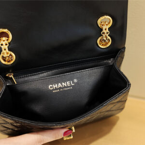 Túi Chanel Black Quilted Aged Calfskin Mini 2.55 Reissue 225 Single Flap Brushed Gold