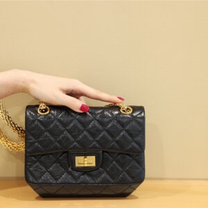 Túi Chanel Black Quilted Aged Calfskin Mini 2.55 Reissue 225 Single Flap Brushed Gold