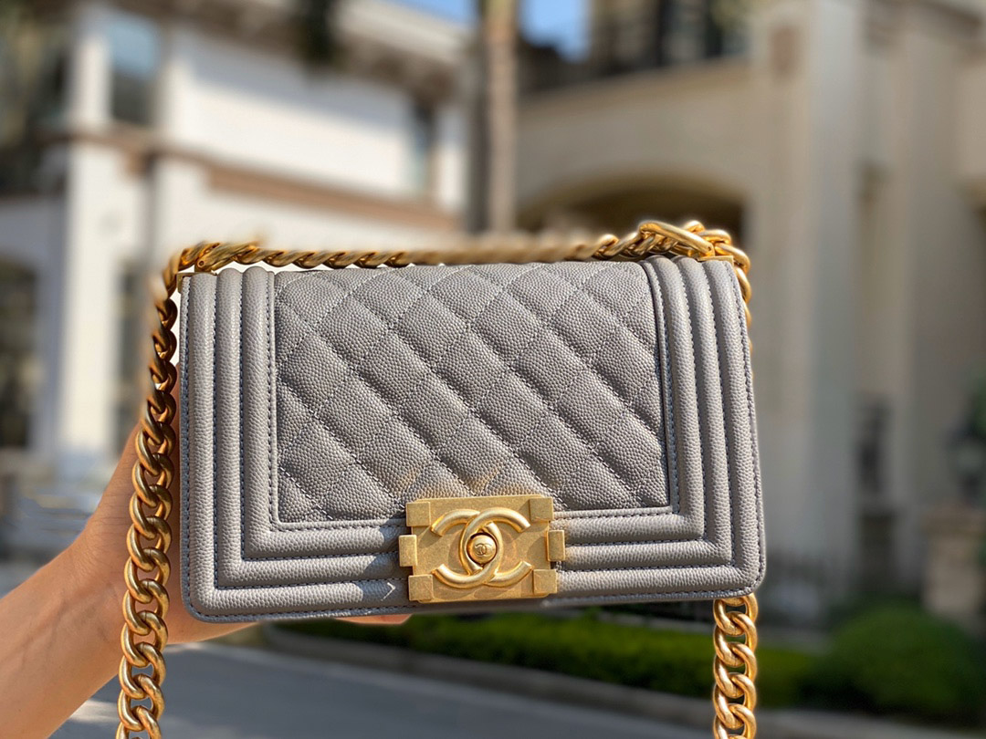 Túi Chanel Boy Mini Caviar Gray Best Quality