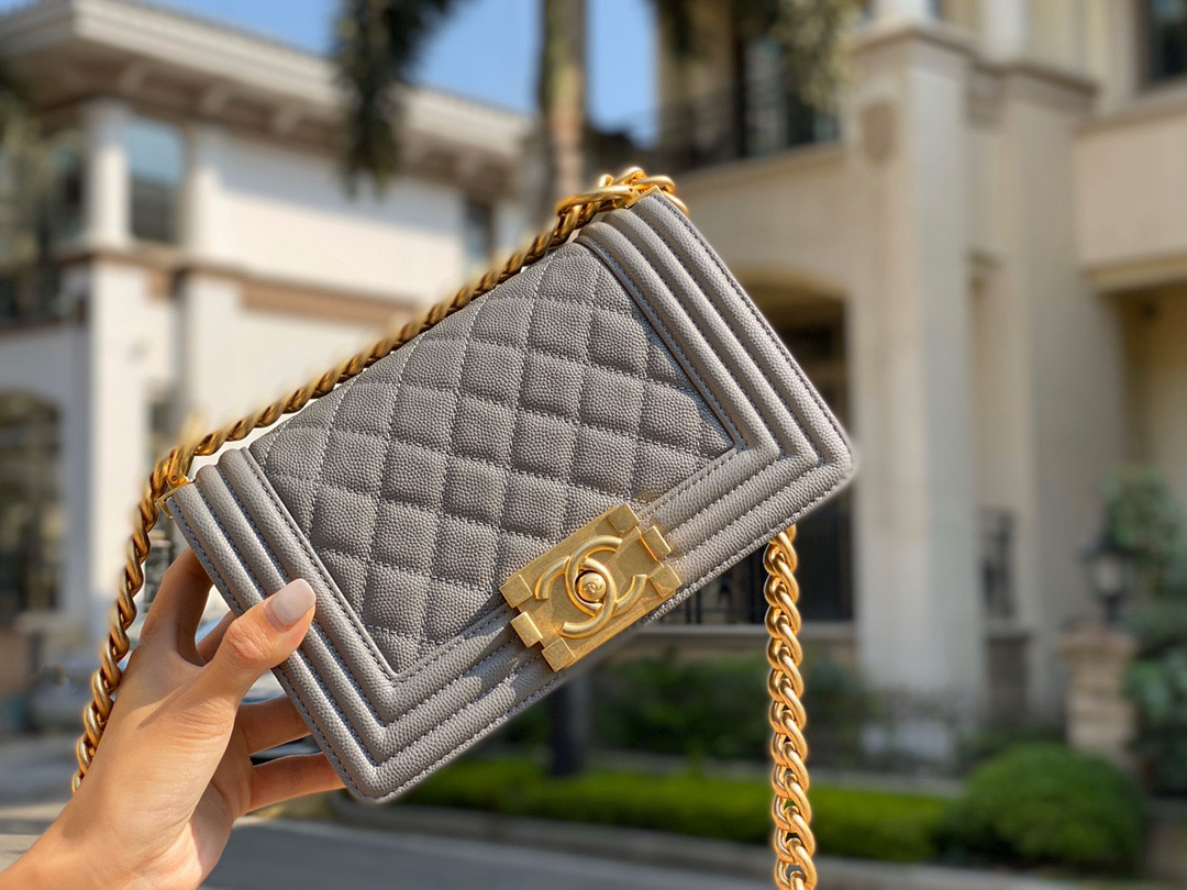 Túi Chanel Boy Mini Caviar Gray Best Quality