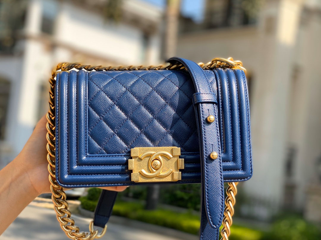 Túi Chanel Boy Mini Caviar Navy Blue Best Quality